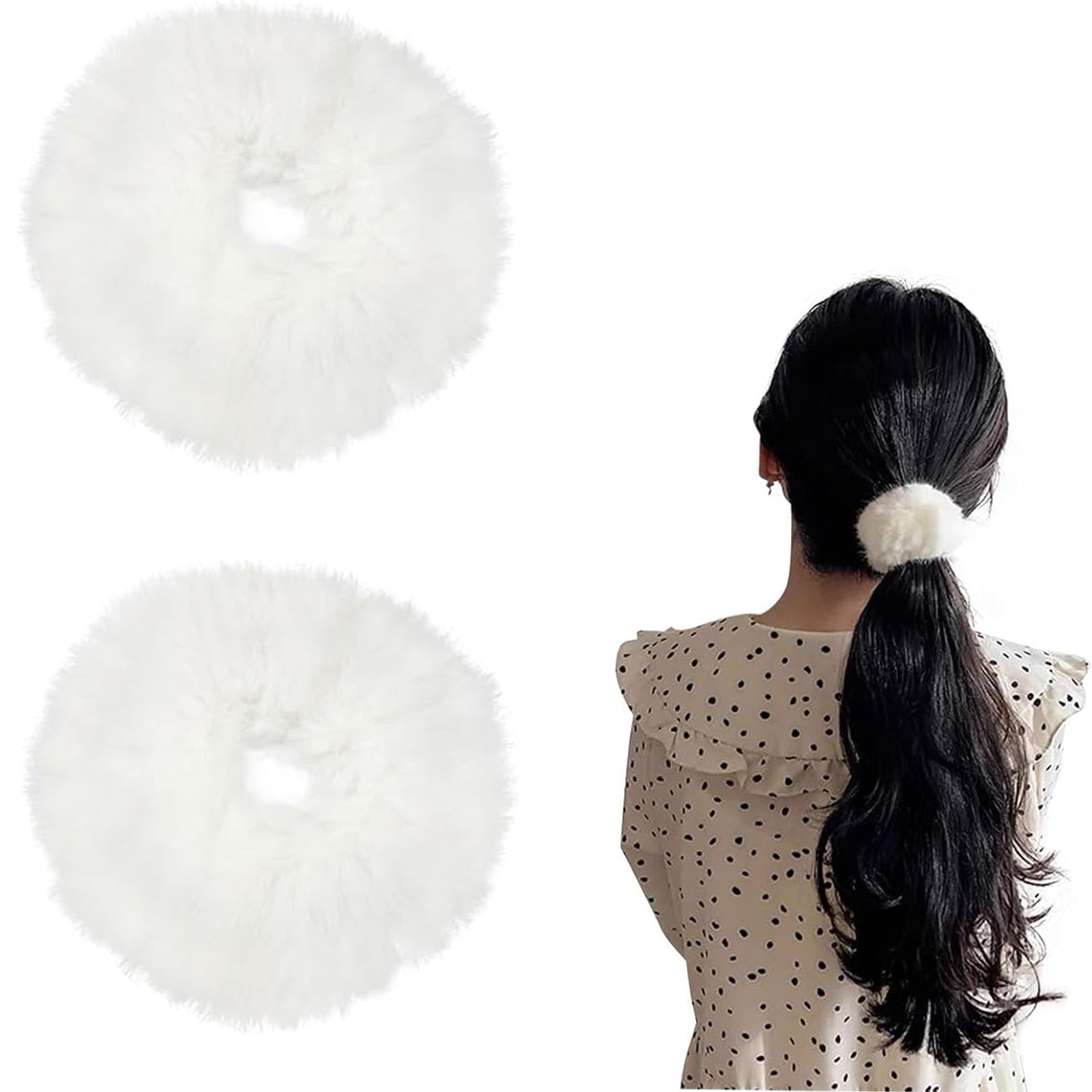 Amazon | LUYING シュシュ ボリューム ヘアゴム ファー ファーボール